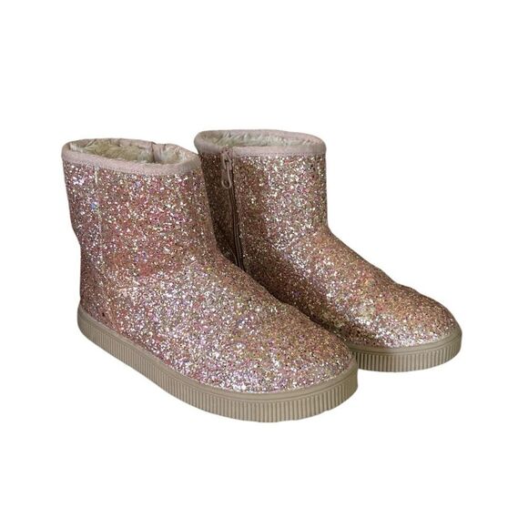 Cat & Jack Boots Girls Size 4 Ankle Gold Glitter - Picture 1 of 16